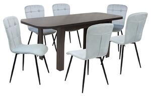 Set masă extensibilă Roma Wenge cu 6 Scaune Luca Gri Deschis