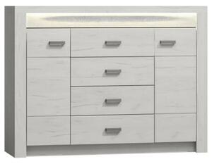 Comoda INFINITY 07, frasin alb, PAL melaminat, 137x42x104 cm