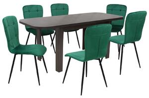 Set masă extensibilă Roma Wenge cu 6 Scaune Luca Verde