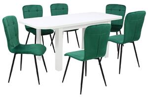 Set masă extensibilă Roma Albă cu 6 Scaune Luca Verde