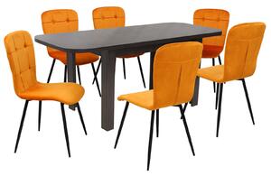 Set masă extensibilă Roma Wenge cu 6 Scaune Luca Portocaliu