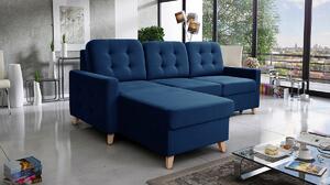 Set de canapea de colț pe partea stângă cu funcție de dormit Vanisa Mini - Albastru marin Kronos 09/ Picioare Fag