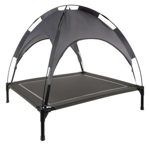 Culcus cu parasolar pentru animale de companie, XXL, impermeabil, cadru baldachin, 90 x 90 x 70 cm, gri