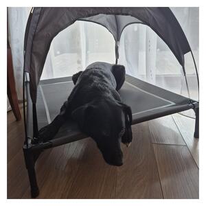 Culcus cu parasolar pentru animale de companie, XXL, impermeabil, cadru baldachin, 90 x 90 x 70 cm, gri
