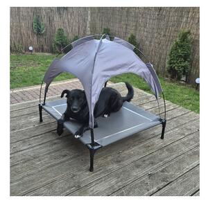 Culcus cu parasolar pentru animale de companie, XXL, impermeabil, cadru baldachin, 90 x 90 x 70 cm, gri