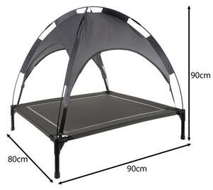 Culcus cu parasolar pentru animale de companie, XXL, impermeabil, cadru baldachin, 90 x 90 x 70 cm, gri