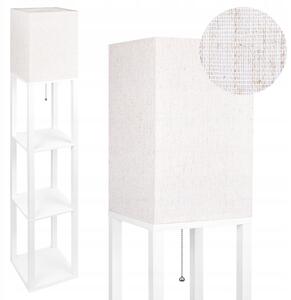 Lampa de podea, 3 rafturi lemn, 1xLED E27 60W, abajur stofa, 1580x260x260 mm