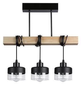 Lampa suspendata Stark, 3xLED-uri 50W, soclu E27, IP20, otel si lemn