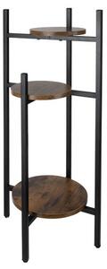 Suport de flori cu 3 rafturi, inaltime totala 81 cm, stil industrial, fier, MDF, PP