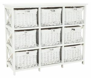 Organizator RAFAELLO 9, alb, material textil/lemn, 94x37x76 cm