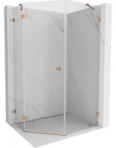 Mexen Lunar, cabină de duș pentagonală cu panta stângă 80 x 100 cm, sticlă transparentă de 8 mm, profil cupru mat, 831-080L-100P-65-00-L