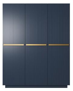 Dulap Nicole 150 cm cu două sertare - MDF albastru marin / mânere aurii