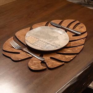 Set suporturi farfurii din lemn (4 bucati) Monstera Nuc 33x45 cm