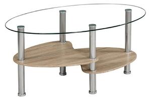 Masuta de cafea PANTY NEW, transparent/stejar sonoma/crom, sticla/MDF/