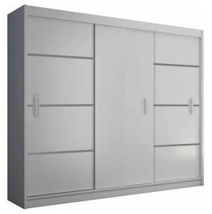 Dressing MERINA, alb/negru, PAL melaminat, cu 3 usi, 250x60x215 cm
