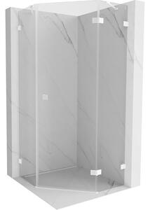 Mexen Lunar, cabină de duș pentagonală cu unghi drept 80 x 80 cm, sticlă transparentă de 8 mm, profil alb, 831-080P-080L-20-00-P