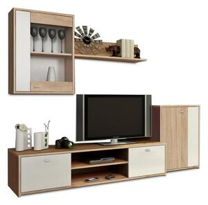 Mobilier living GENTA, stejar sonoma/alb, PAL melaminat, 4 piese, 210x