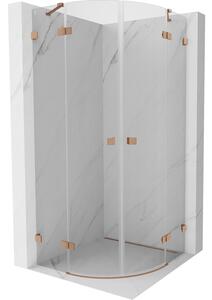 Mexen Lunar, cabină de duș semicirculară cu balamale 100 x 100 cm, sticlă transparentă de 8 mm, profil cupru mat, 833-100L-100P-65-00