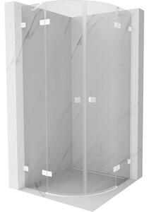 Mexen Lunar, cabină de duș semicirculară cu balamale 80 x 80 cm, sticlă transparentă de 8 mm, profil alb, 833-080L-080P-20-00