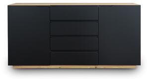 Comoda cu două uși și 4 sertare Loftia - artisan/negru mat
