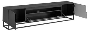 Dulap TV Loftia pe grilă metalică 200 cm - negru/negru mat