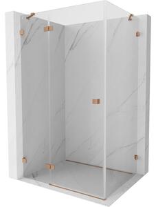 Cabină de duș cu balamale Mexen Lunar, stânga 70 x 90 cm, sticlă transparentă de 8 mm, profil mat cupru, 834-070-090-65-00-L