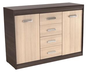 Comoda KORINA, stejar/wenge, DTD laminat, 140x48x100 cm