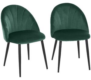 HOMCOM Set de 2 Scaune Căptușite fără Cotiere, Scaune pentru Sufrageri sau Bucatarie, 50x54x80 cm, Verde | Aosom Romania
