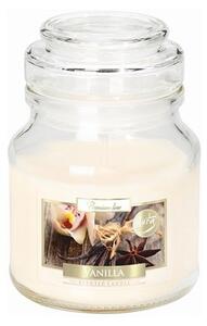 Lumanare parfumata in pahar transparent de sticla cu capac, Bispol, Vanilie, SND71-67