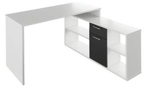 Birou NOE NEW, alb/negru, PAL melaminat, 135x60/30x74/60 cm