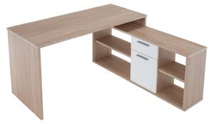 Birou NOE NEW, stejar sonoma/alb, PAL melaminat, 135x60/30x74/60 cm