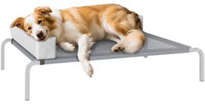PawHut Pat Ridicat cu Pernă Detasabilă, Plasa Ventilată, Talie Medie, Gri Deschis | Aosom Romania