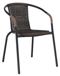 Scaun DOREN, maro/negru, rattan sintetic/metal, 53x63x72 cm