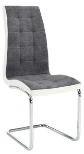 Scaun SALOMA NEW, gri/alb/crom, stofa clasica/piele ecologica/metal, 4