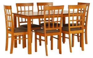 Set masa si 6 scaune GRID NEW, cires/maro