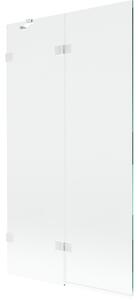 Paravan de cadă Mexen Lunar cu 2 aripi, stânga 100 x 150 cm, sticlă transparentă, alb, 897-100-100-20-00-L
