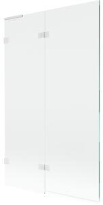 Mexen Lunar L, paravan de cadă cu 2 aripi, stânga, 110 x 150 cm, sticlă transparentă de 8 mm, profil alb, 897L-110-100-20-00-L