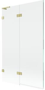 Mexen Lunar L, paravan de cadă cu 2 aripi, stânga, 110 x 150 cm, sticlă transparentă, auriu mat, 897L-110-100-55-00-L