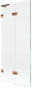 Mexen Lunar L, paravan de cadă cu 2 aripi, stânga, 80 x 150 cm, sticlă transparentă, auriu-roz, 897L-080-100-60-00-L