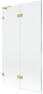 Mexen Lunar L, paravan de cadă cu 2 aripi, stânga, 100 x 150 cm, sticlă transparentă, auriu mat, 897L-100-100-55-00-L