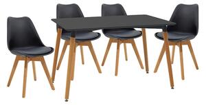 Set masa si scaune 5 buc Natali-Gaston Pako World Negru 120x80x76 cm
