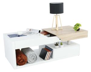 Masuta cafea MELIDA, alb/stejar sonoma, 120x60x43 cm
