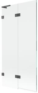 Mexen Lunar L, paravan de cadă cu 2 aripi stânga 90 x 150 cm, sticlă transparentă, grafit, 897L-090-100-66-00-L