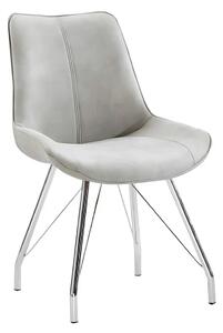 Scaun MADORA, gri/crom, textil cu efect de piele intoarsa/metal, 54x60