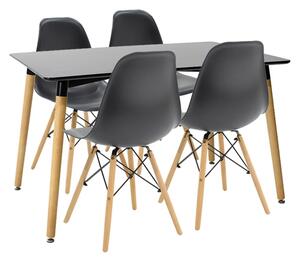 Set masa si scaune 5 buc Natali-Julita Pako World Negru 120x80x76 cm