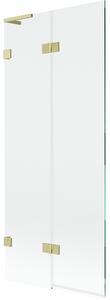 Mexen Lunar L, paravan de cadă cu 2 aripi, stânga, 80 x 150 cm, sticlă transparentă, auriu mat, 897L-080-100-55-00-L