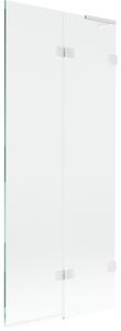 Mexen Lunar L, paravan de cadă cu 2 aripi, dreapta, 80 x 150 cm, sticlă transparentă de 8 mm, profil alb, 897L-080-100-20-00-P