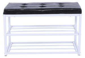 Pantofar LYROS, negru/alb, piele ecologica/metal, 70x35x45 cm