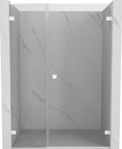 Ușă de duș Mexen Lunar-B, cu balamale pe dreapta, 145 cm, sticlă transparentă de 8 mm, profil alb, 832SL-145-050-20-00-P