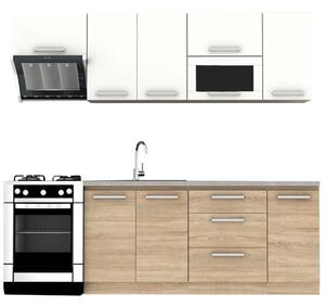 Set bucatarie NOVA PLUS, stejar sonoma/alb, PAL, 240 cm
